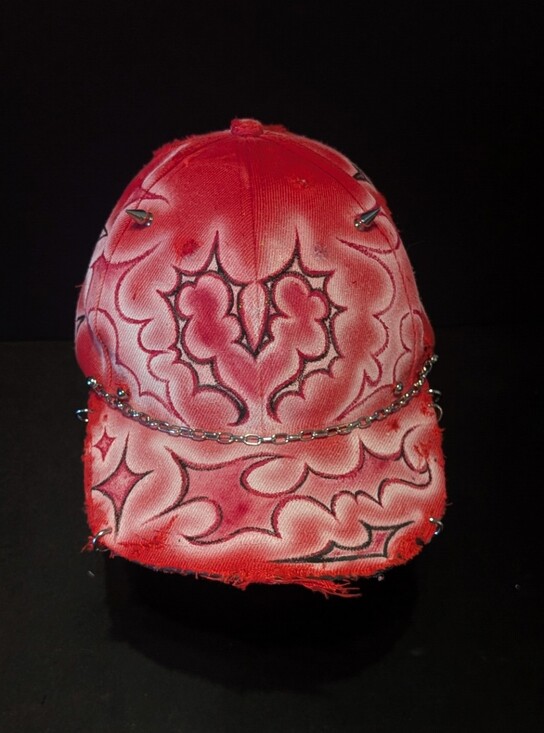 Handmade Other - Hand painted, Upcycled Studded Chain Cap